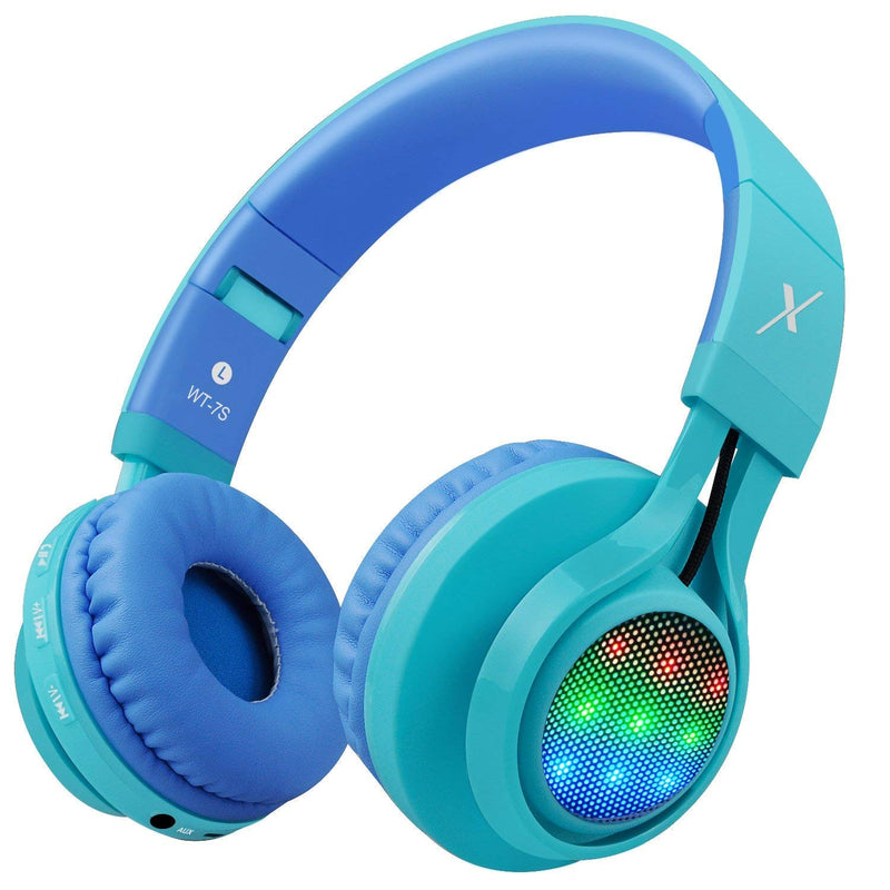 2 Packs Riwbox WT-7S Kids Headphones Wireless, Foldable Stereo Bluetooth Headset with Mic Compatible with PC/Laptop/Tablet/iPad Pink&Blue