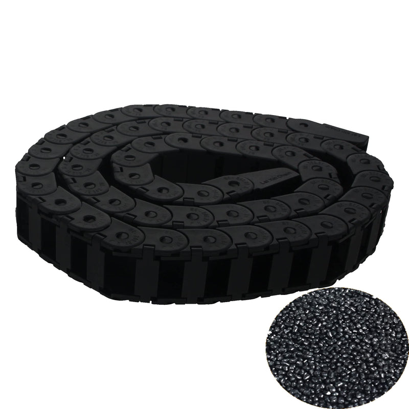 Heyiarbeit 10x11mm Plastic Cable Wire Carrier Drag Chain 1M R28 with End Connectors Open Type for Electrical Machines CNC Black 1Pcs