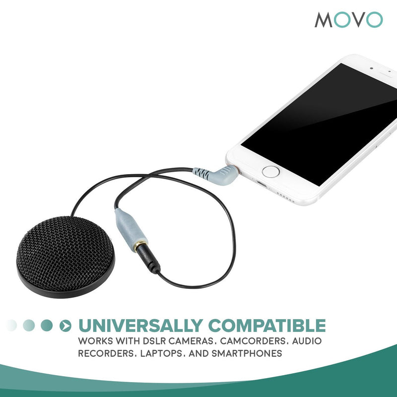 Movo VXR20 360° Stereo Microphone with Windscreen and Travel Case - Video Microphone Compatible with Smartphones, DSLR Cameras, and Camcorders