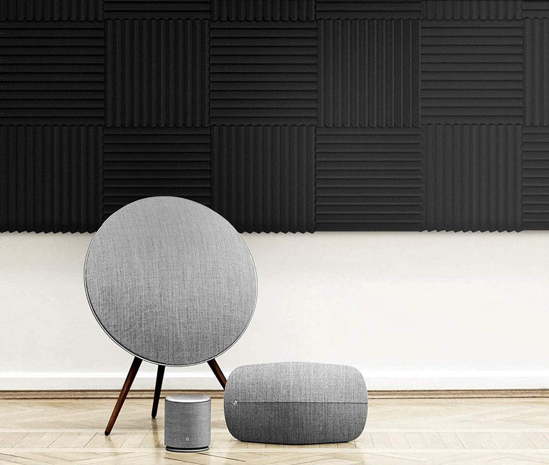12 Pack Acoustic Foam Panels 2” X 12” X 12” High Density, Soundproof Home Studio Recording Wedges, Noise Absorbing Cancellation Tiles for Gaming with Wall Insulation