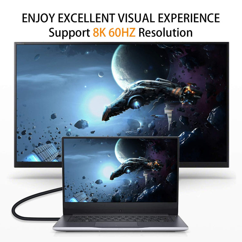 Poyiccot 8K HDMI Cable 2feet, HDMI 2.1 Cable 90 Degree Up Angle HDMI Male to Male 8K HDMI Cable 48gbps 2.1 Cable Support 8K@60Hz 4K@120 7680P 8K HDMI 2.1 Cable for TV/Xbox /PS4 /PS5(M/M Up) Up Angle 8K HDMI Cable