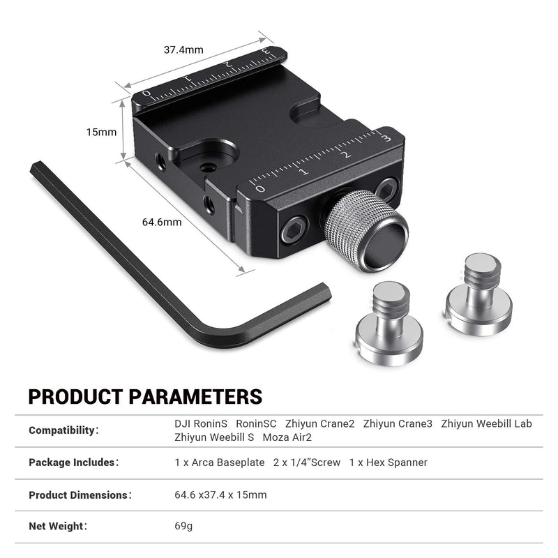 SMALLRIG DSLR and Mirrorless Quick Release Clamp and Plate for Arca-Type Standard Compatible with DJI Ronin S/SC ZHIYUN Crane Series Weebill S Gimbal - DBC2506