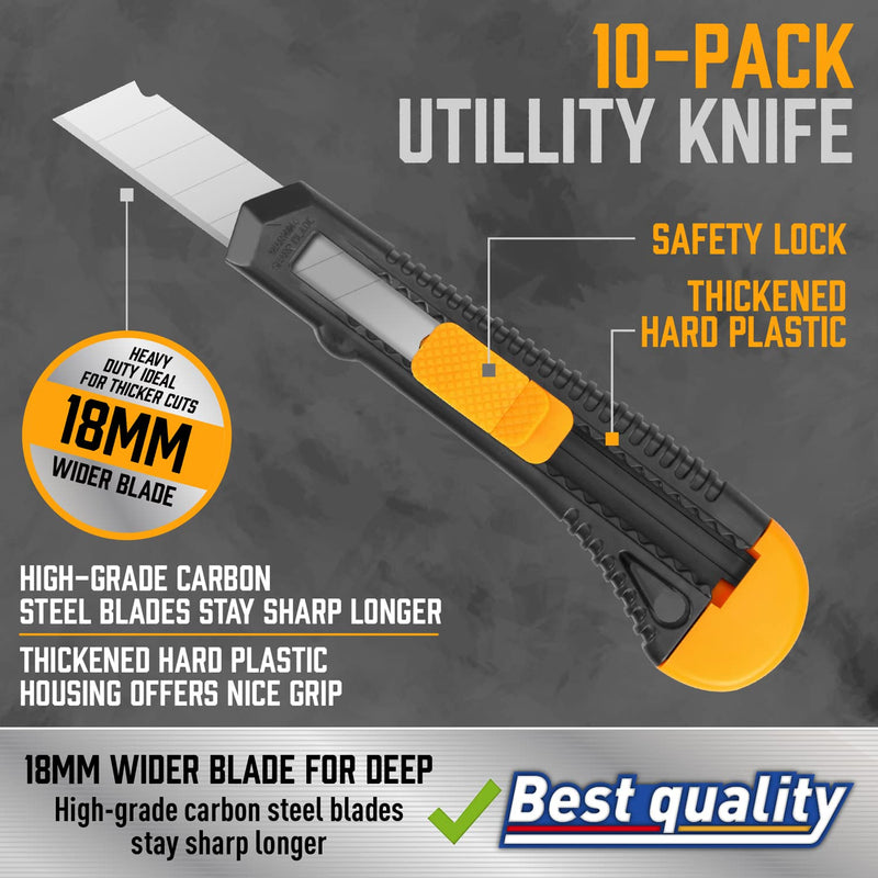 [AUSTRALIA] - Amartisan 14-Piece Retractable Box Cutter, Utility Knifes for Boxes, Cartons, Cardboard Cutting, 18mm & 9mm Wide Blade Cutter, Very Suitable for Office and Home Use. 