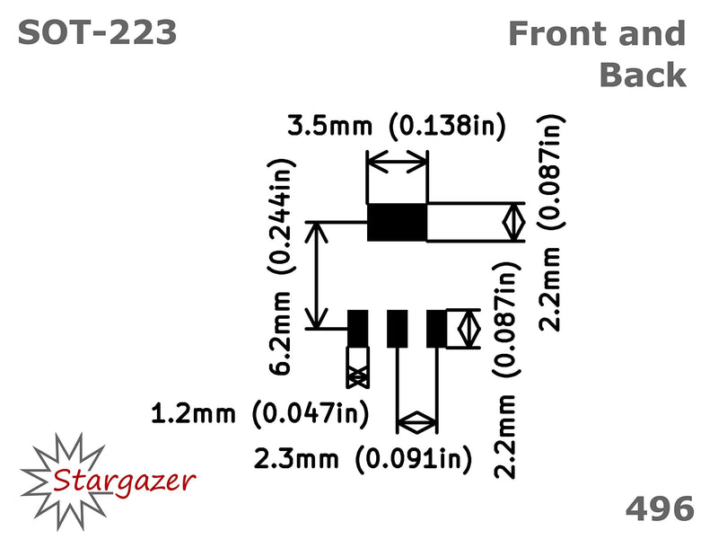 Stargazer SMD to DIP Breakout for SOT-223 and SOT-89 with Gold Plated Headers [5 Pack]