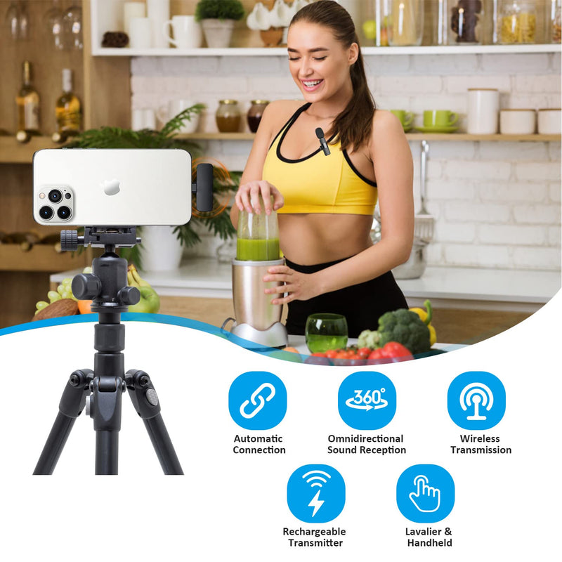 [AUSTRALIA] - Professional Wireless Lavalier Lapel Microphone for iPhone, iPad - Cordless Omnidirectional Condenser Recording Mic for Interview Video Podcast Vlog YouTube 