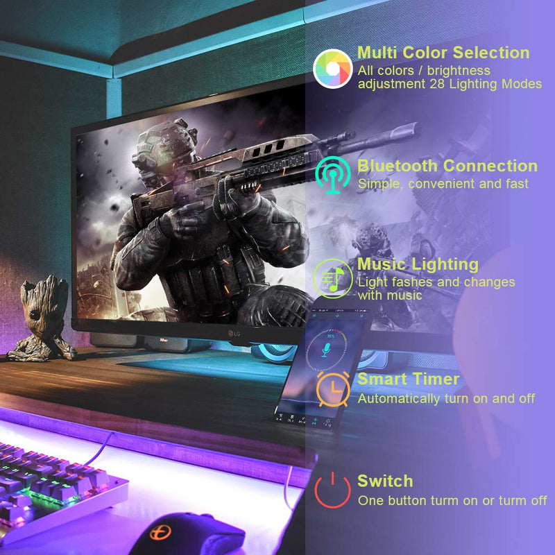 [AUSTRALIA] - TV Backlight LED Strip Lights with APP Controlled Metaku 6.5ft Waterproof USB LED Tape Lights Monitor Ambient Lighting Bias Accent Ribbon Lights Kit SMD 5050 Sync to Music Mood Lights for 24”-60” HDTV 