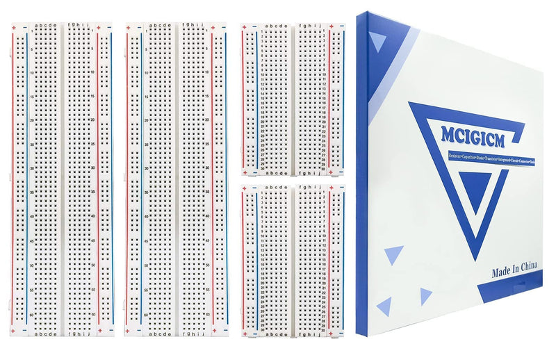 MCIGICM Breadboards, 2Pcs 830 Point and 2Pcs 400 Point Solderless Bread Board for Proto Shield Distribution Connecting Blocks