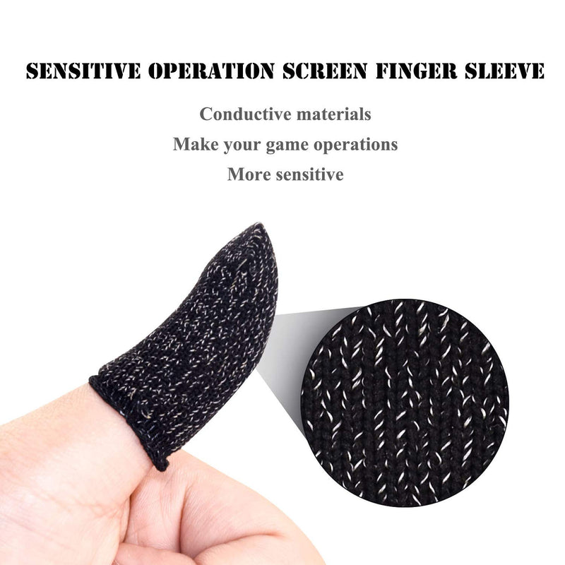 Newseego Mobile Game Controller Finger Sleeve Sets [6 Pack], Anti-Sweat Breathable Full Touch Screen Sensitive Shoot Aim Joysticks Finger Set for Knives Out/Rules of Survival-Black Black