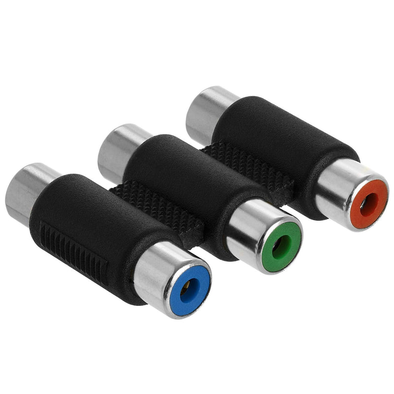 [AUSTRALIA] - Cmple – 3-RCA Jacks Coupler Jointer – RGB Female 3-RCA Adapter Extension AV Audio Video F/F Cable Connector - (10 Pack) 10 Pack 3-RCA Red-Green-Blue 