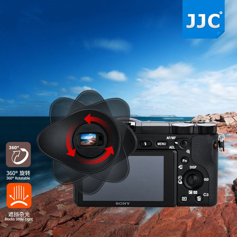 JJC Oval Shape Silicone 360º Rotatable Ergonomic Camera Viewfinder Eyecup Eyepiece for Sony Alpha A6400 A6500 A6600 Replaces Sony FDA-EP17 Eye cup