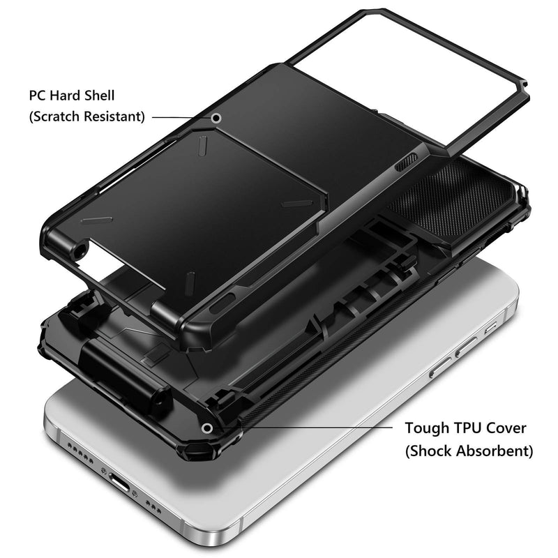 Vofolen Compatible with iPhone 12 Pro Max Case 5G Wallet 4-Card Slot Credit Card Holder Flip Hidden Pocket Dual Layer Hybrid TPU Bumper Armor Protective Hard Shell Back Cover Navy