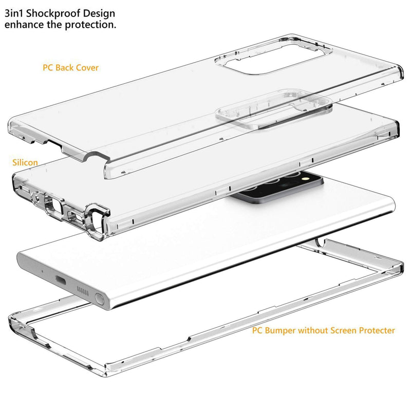 BAISRKE Clear Case Cover for Galaxy Note 20 Ultra Heavy Duty Hybrid 3-Layer Full-Body Protect Case Soft TPU & Hard Plastic Back Cover for Samsung Galaxy Note 20 Ultra (2020)