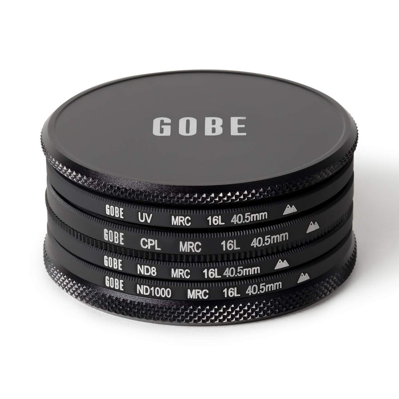 Gobe 40.5mm UV, Circular Polarizing (CPL), ND8, ND1000 Lens Filter Kit (2Peak)