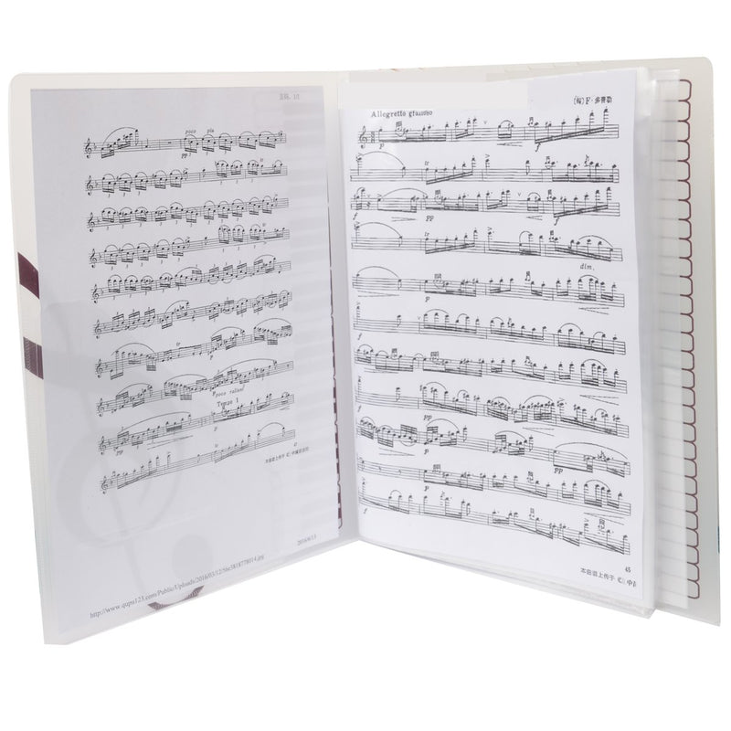 WOGOD Music Sheet File Paper Documents Storage Folder Holder Plastic.A4 Size,40 Pockets (1Black+1Transparent)