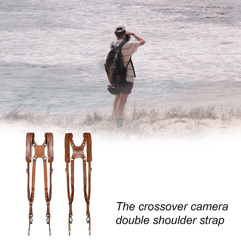 [AUSTRALIA] - Kasla Camera Strap, Camera Straps for Photographers-Leather Dual Camera Strap for Two DSLR/SLR Cameras (Brown) 