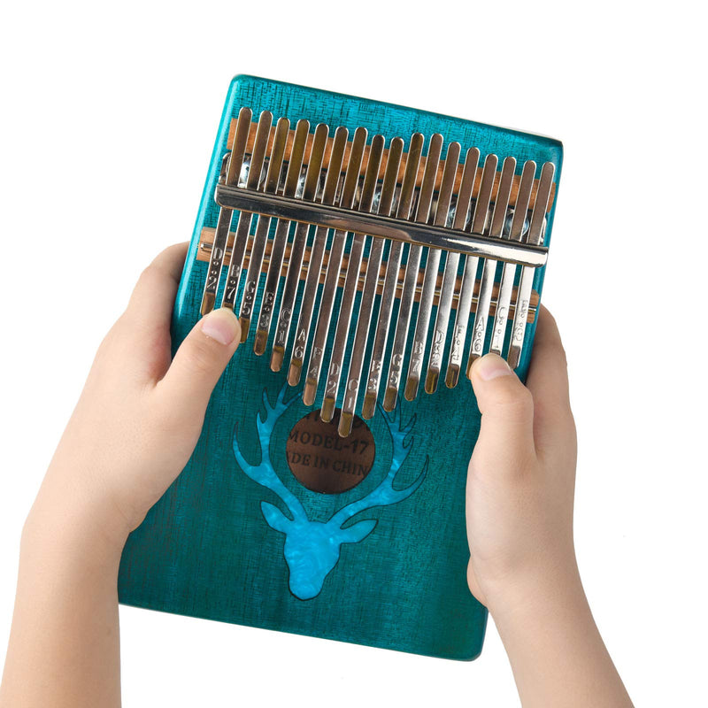 Kalimba Thumb Piano 17 Keys,Professional Portable Solid African Wood Finger Piano with Study Instruction and Tune Hammer,Gift for Kids Adult Beginners style 1