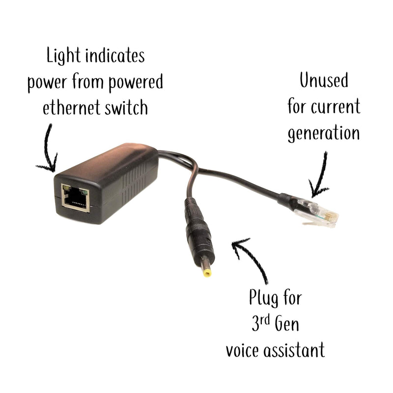 Mount Genie PoE Power Over Ethernet Splitter Adapter 15W Output for Voice Assistants (1-Pack) 1-Pack