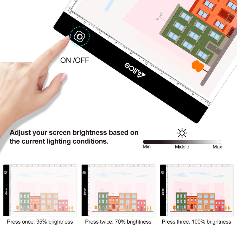 A4 Led Light Pad for Diamond Painting, ELICE Led Light Pad Artcraft Tracing Pad Light Box Ultra-Thin Dimmable Brightness Light Board for Artists Drawing Sketching Animation Stencilling, USB Powered