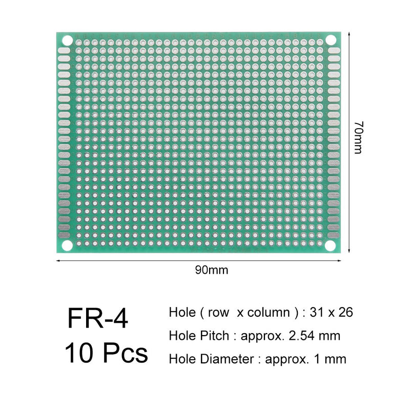 uxcell 7x9cm Single Sided Universal Printed Circuit Board for DIY Soldering Green Thickness 1.6mm 10pcs