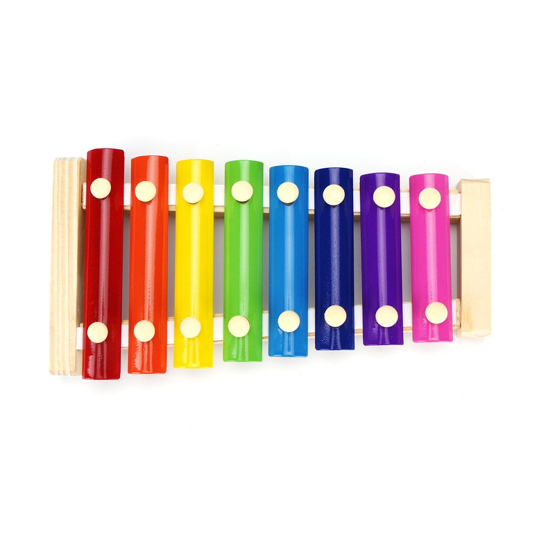 USATDD Xylophone Natural Wooden Toddler Glockenspiel for Kids with Metal Bars Included Two Set of Child-Safe Wooden Mallets
