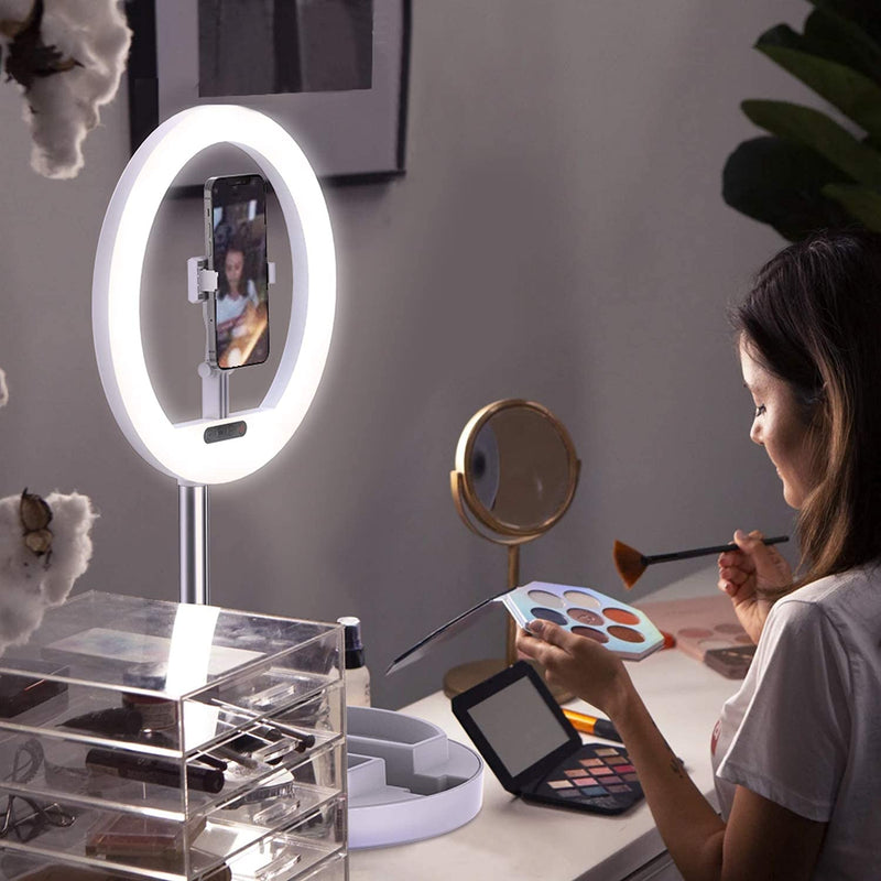 11" Selfie Ring Light with Phone Holder, 66” Foldable Extendable Stand & 3 Color Modes & 10 Adjustable Brightness, Eye Protection Soft Light for YouTube/TIK Tok/Photography/Makeup/Live Stream/Vlog