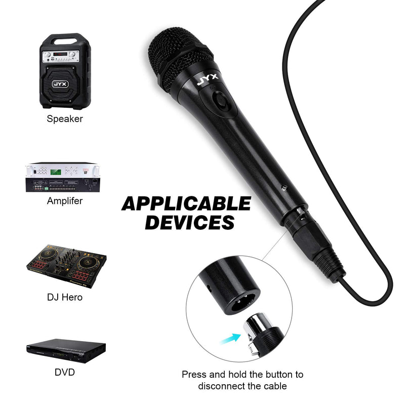 JYX Wired Karaoke Microphone Dynamic Vocal Detachable Cord with ON/Off Switch Handheld Microphone for Singing, Party, PA System,AMP,Mixer JYX-01