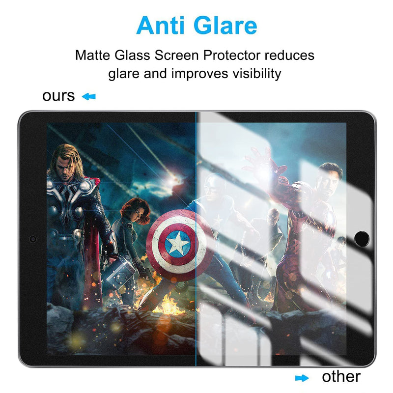 ambison [2 Pack] Matte Glass Screen Protector for iPad 6th/5th Generation 9.7" 2018/2017 [Install Frame]Anti Glare&Fingerprint/Scratch-Resistant/Bubble Free/No Dazzling/Smooth as Silk/Tempered Glass