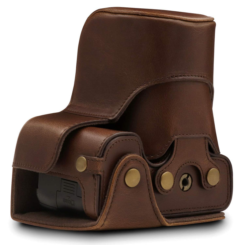 Megagear MG1536 Nikon D3500 Ever Ready Leather Camera Case and Strap - Dark Brown Compact