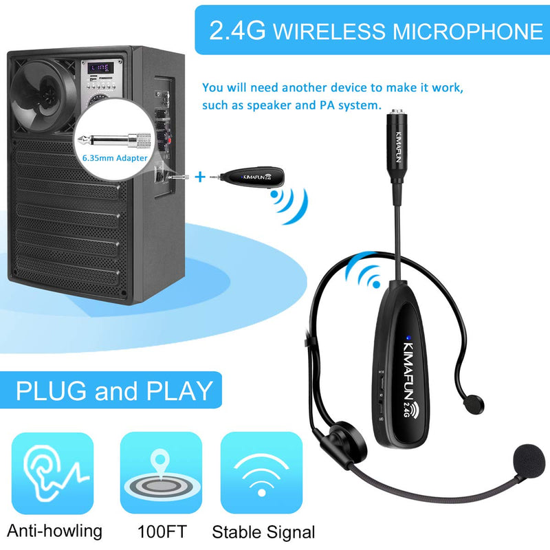 [AUSTRALIA] - Wireless Microphone System, KIMAFUN 2.4G Wireless Headset and Lavalier Lapel Microphones For iPhone, Android Phone, Laptop and Speaker, designed for Teaching, Recording, Vlog, Broadcast, G102-3 