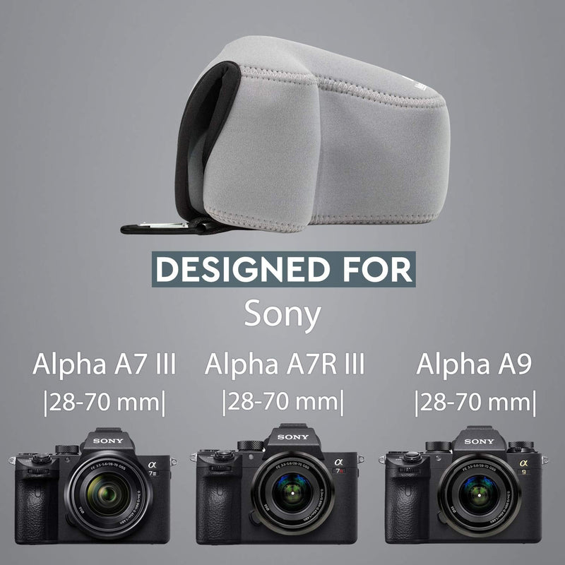 [AUSTRALIA] - MegaGear Ultra Light Neoprene Camera Case Compatible with Sony Alpha A7 III, A7R III, A9 (28-70mm) Gray 