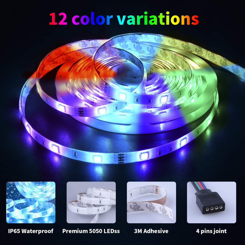 [AUSTRALIA] - LED Strip Light Waterproof 16.4ft RGB Rope Lighting Color Changing 150 Units SMD 5050 12V Flexible Adhesive Tape Light for Bedroom Room Home Kitchen Cabinet Mirror Party Christmas,No Power Adapter Rgb-waterproof/Strip Only 16.4FT/5M 
