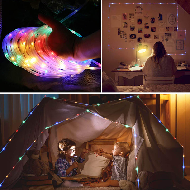 [AUSTRALIA] - SEMILITS LED Rope Lights 33ft Battery Operated String Lights 8 Mode Waterproof with Remote Timer Fairy Lights for Room Girls Bedroom Easter Party Christmas Decorations Multicolor Multi Color - Battery Operated 