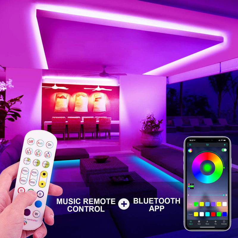 [AUSTRALIA] - Led Strip Lights – 65.6ft Music Sync Led Light Strip – Premium Home Décor – Multicolor RGB Led Strip with 24-Key Remote and App – Bluetooth Activated LED Lights – Timer Function – Adjustable Length 