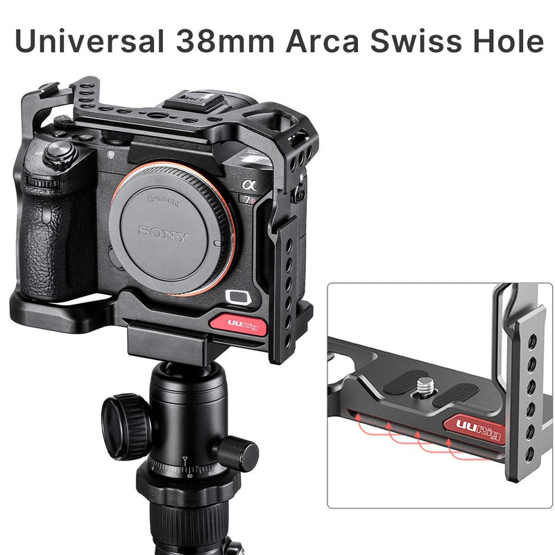Camera Cage for Sony A7III, UURig Aluminum Alloy Film Movie Making Camera Video Cage for Sony A7RIII to Mount Video Lighting,Microphone and Monitor for Vlogging,YouTube Streaming etc