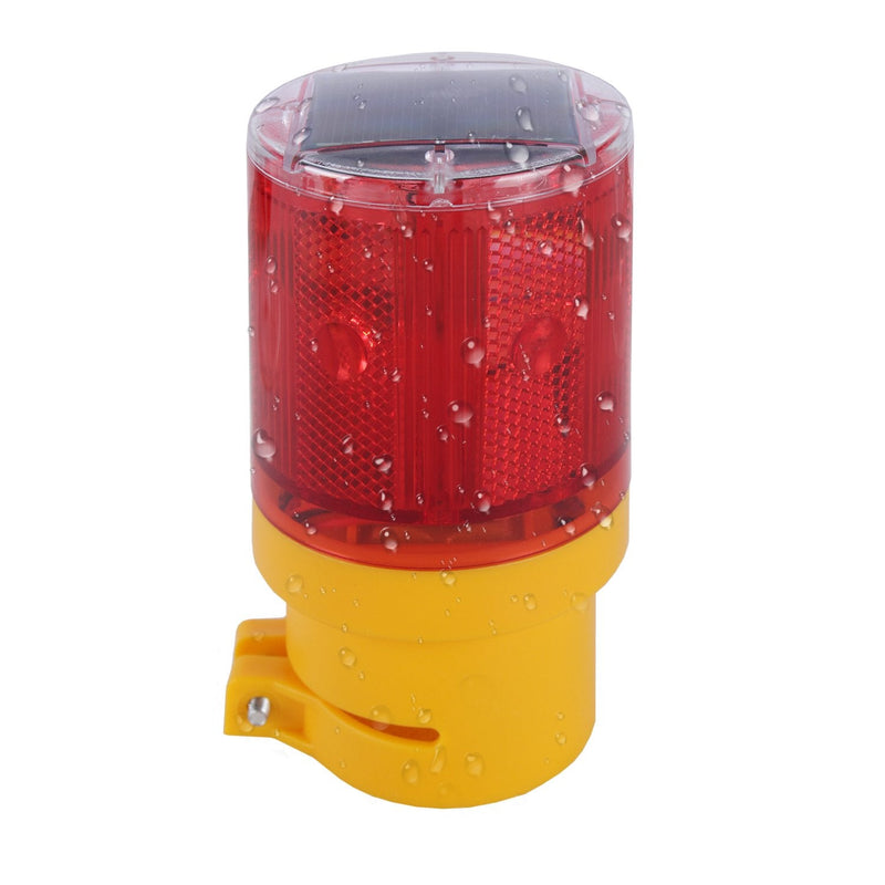 Qooltek Solar Powered Emergency LED Strobe Warning Light Garden Lamp Flashing Barricade Safety Sign Road Construction Signs Flash Traffic Lights Flicker Beacon Lamps (Red) Red