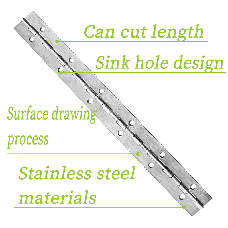 [AUSTRALIA] - EPHECH 4PCS 12Inch Stainless Steel 304 Continuous & Piano Hinges, Heavy Duty Nickle Continuous Hinge Piano Boat Hinges, 0.04" Thickness Folding Cabinet Door Butt Hinge Silver 