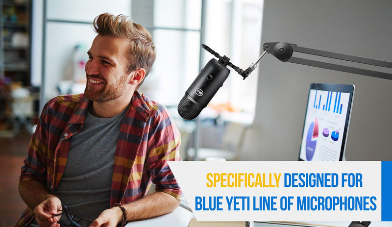 [AUSTRALIA] - Blue Yeti shock mount by Vocalbeat - Designed to Eliminate Noise and Vibrations - Stand Made from Quality Aluminum Material - Can Also Fit Blue Snowball and other Large Microphones (Black) Black 