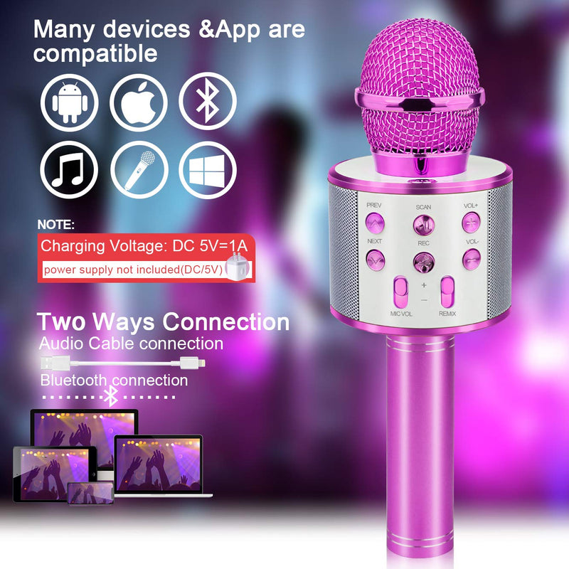 [AUSTRALIA] - Birthday Gifts for 4-12 Year Old Girls, Touber Wireless Karaoke Microphone Toys for 6-12 Year Old Girls Kids Birthday Party Gift for Girls Age 4-12 PINK 
