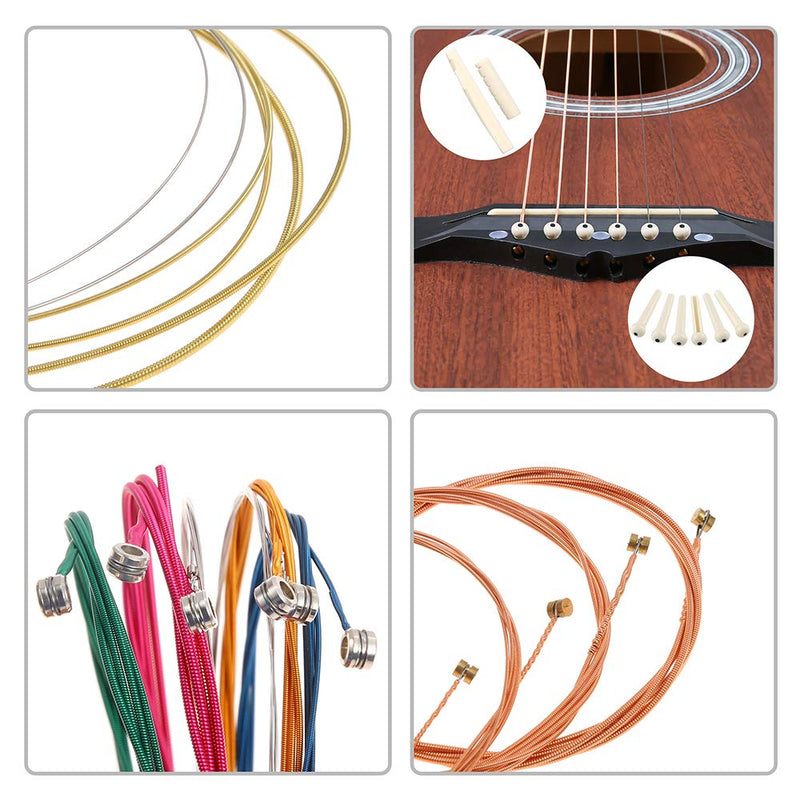 Auihiay 57 Pieces Guitar Strings Accessories Kit Including Acoustic Guitar Strings, Guitar Tuner, Capo, Picks, Guitar String Winder, Cutter, Bridge, Guitar Basic Strap and Storage Box