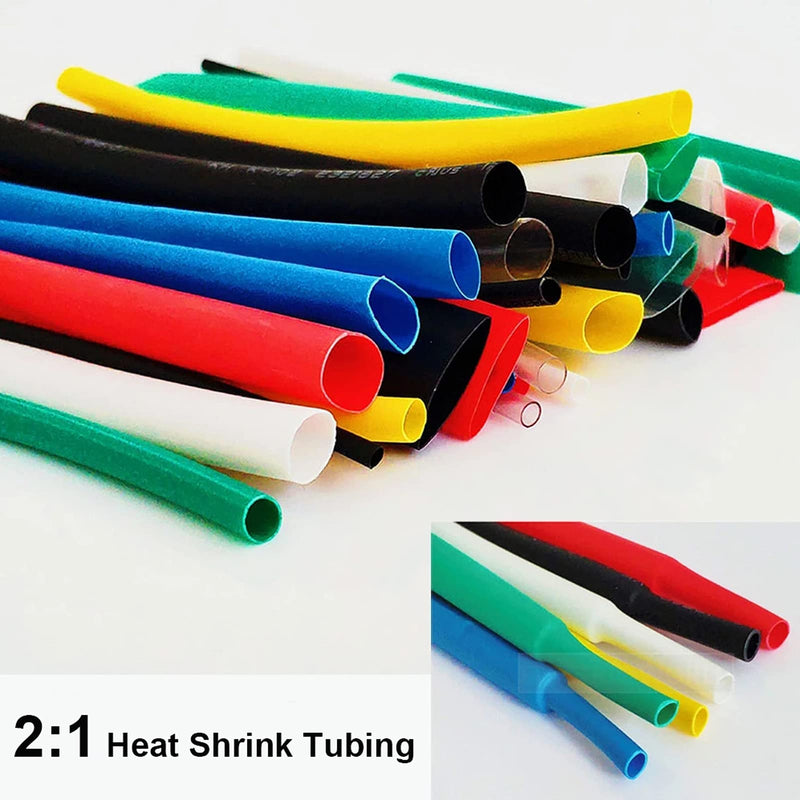 Teansic 850pcs Heat Shrink Tubing Assortment 2:1 Electrical Wire Cable Wrap Assortment Electric Insulation Tube Kit with Box (5 Colors 12 Sizes) 850