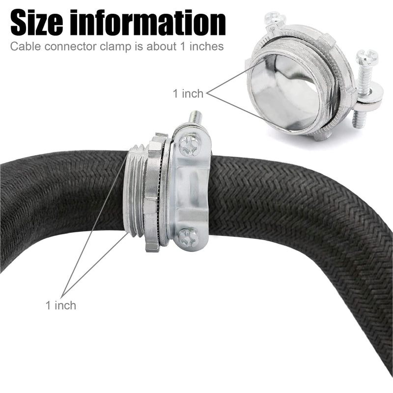 5Pack 1 inch NM Cable Clamp Type Connectors for Metallic Conduit Protect Cables Silver-Zinc 1"-5pack