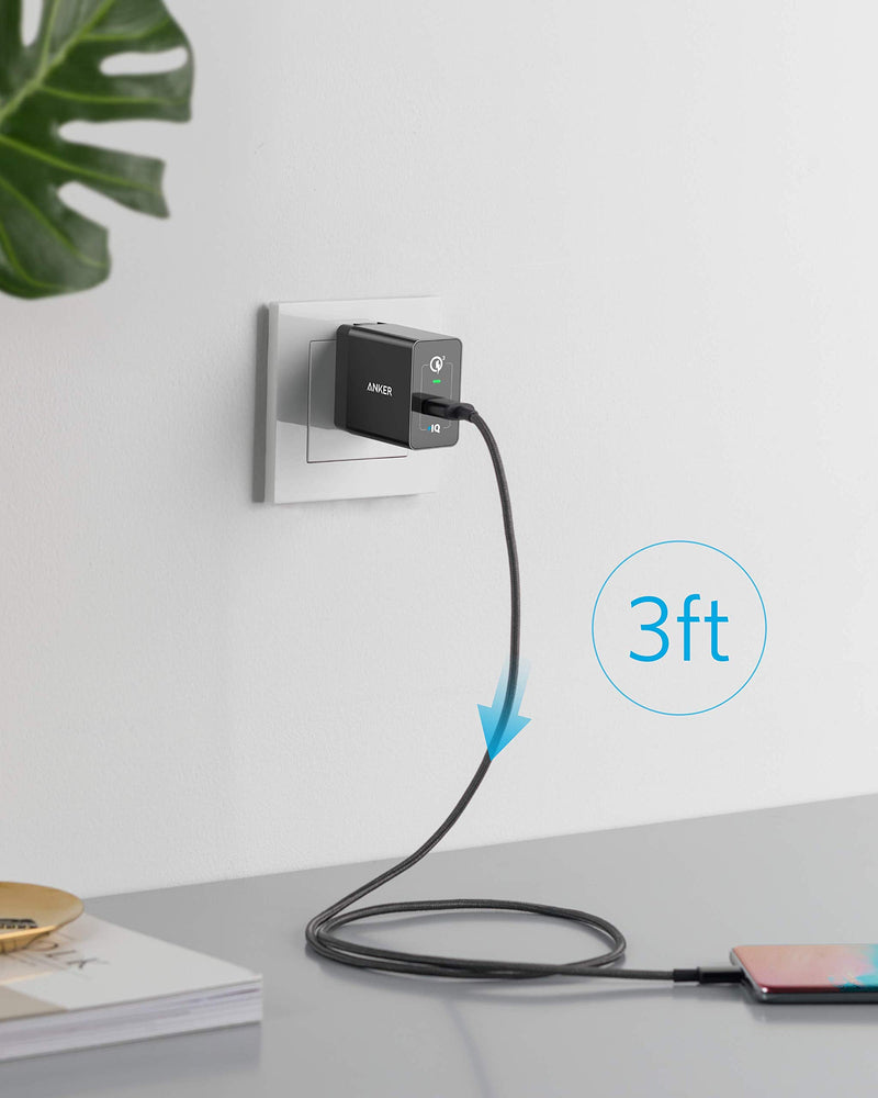 Quick Charge 3.0, Anker 18W USB Wall Charger (Quick Charge 2.0 Compatible) Powerport+ 1 for Anker Wireless Charger, Galaxy S10e/S10/S9, Note 9/8, LG G7, iPhone and More (USB-A to USB-C Cable Included)