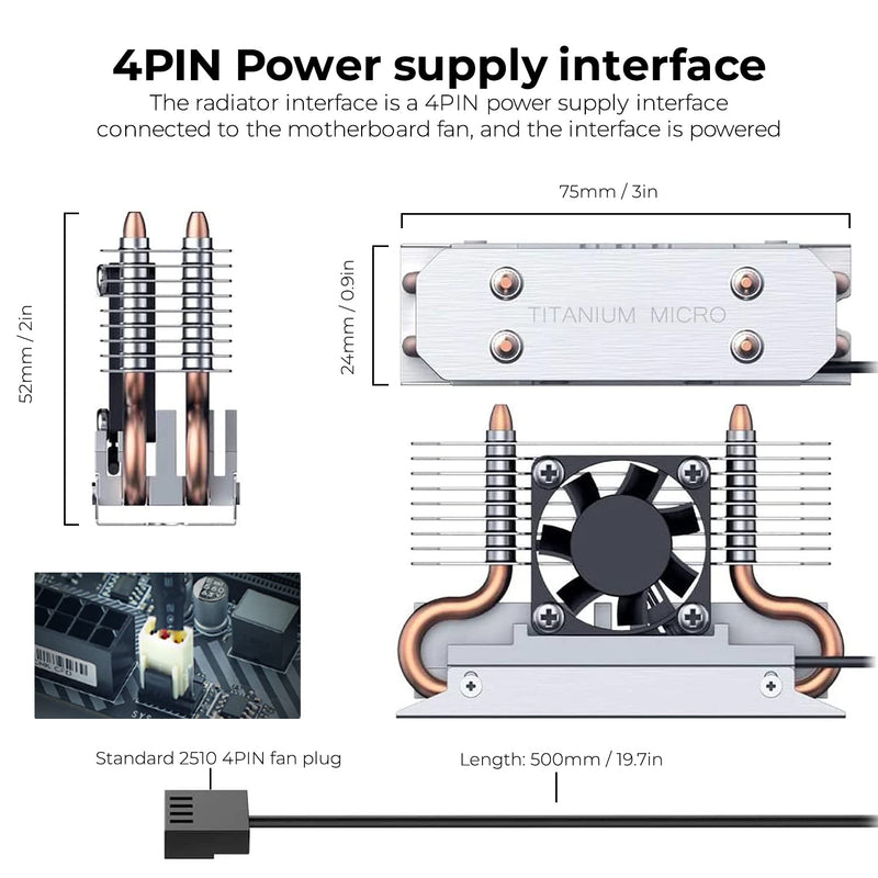Titanium Micro TMHSFM3 Nitro M.2 NVME 2280 Heatsink Dual Cooler with 30mm PWM Fan
