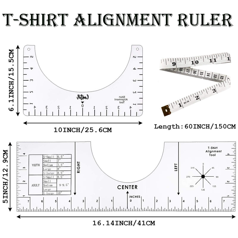 Deokke 2 Pack T-Shirt Alignment Tool-Tshirt Ruler Guide Tool Acrylic,Sublimation Designs on T-Shirt- Centering Tool | HTV Alignment (1) 1