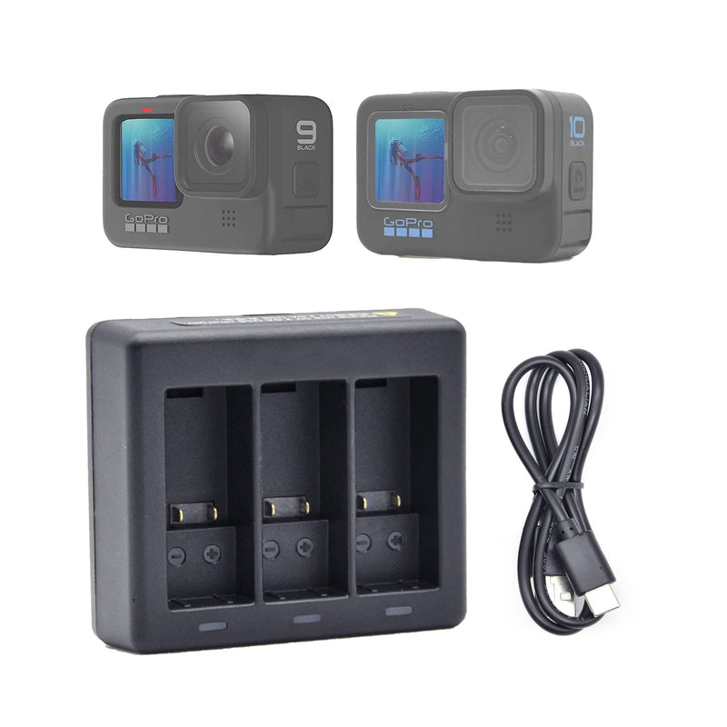Fast Battery Charger Hub for GoPro Hero 9 and Hero 10, Max. Support 3 Batteries