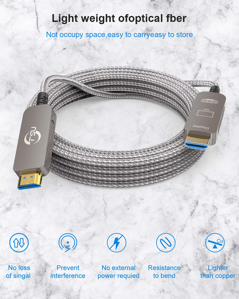 Fiber Optic HDMI Cable 33ft,FSU 4K 60Hz Light Speed HDMI2.0 Cable,Speed 18Gbps,4:4:4,HDR10,Dolby Vision,HDCP2.2,ARC,3D,with Optic Technology Slim and Flexible HDMI Fiber Optic Cable 10M optical fiber 33FT