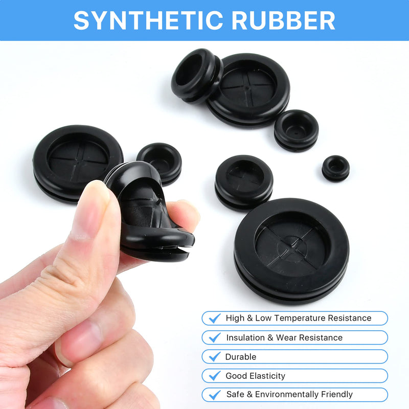 140 Pcs Rubber Grommet, 7 Sizes Round Electrical Wire Gasket, Rubber Plug Hole Grommet Kit for Plumbing PC Hardware, Rubber Firewall Hole Plug Wire Protection for Protecting Cable Wire Hole Plug