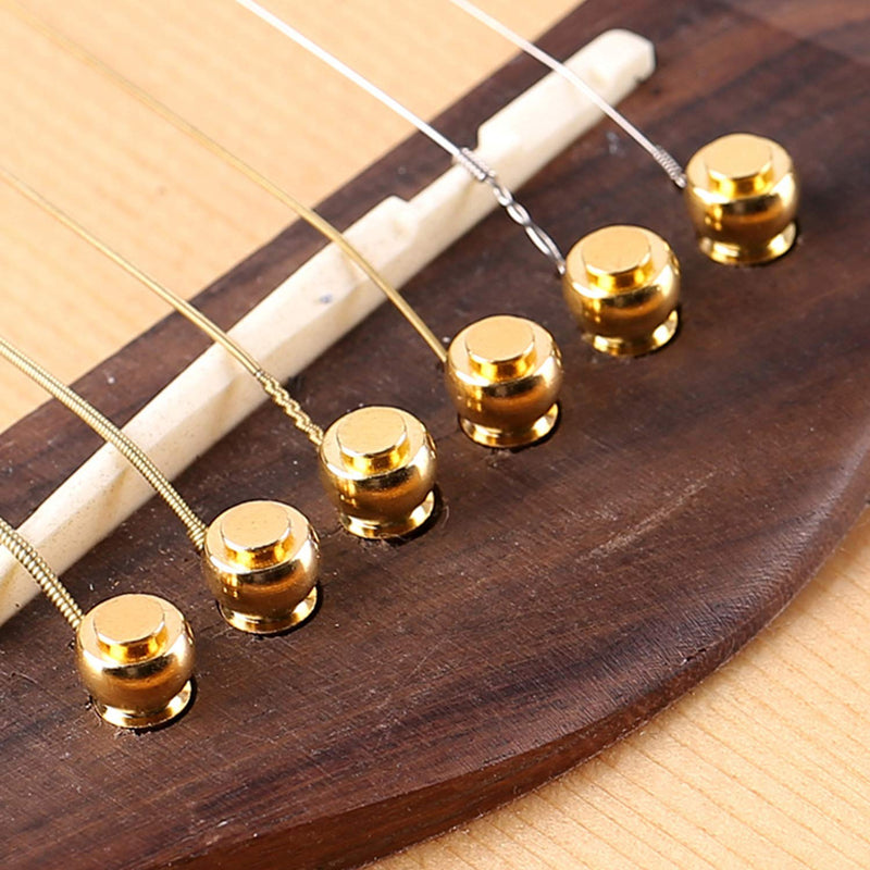6 PCS Guitar Bridge Pins Brass For Acoustic Guitar,With Bridge Pins Remover Puller