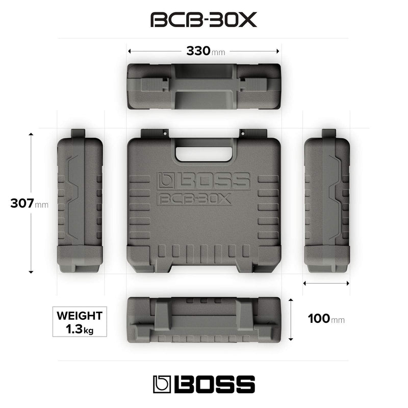 BOSS BCB-30X Ultra-Portable Guitar Effects Pedal Board And Case with Integrated Lid | Small, Durable And Rugged Protection, Customisable for Your Guitar Pedals