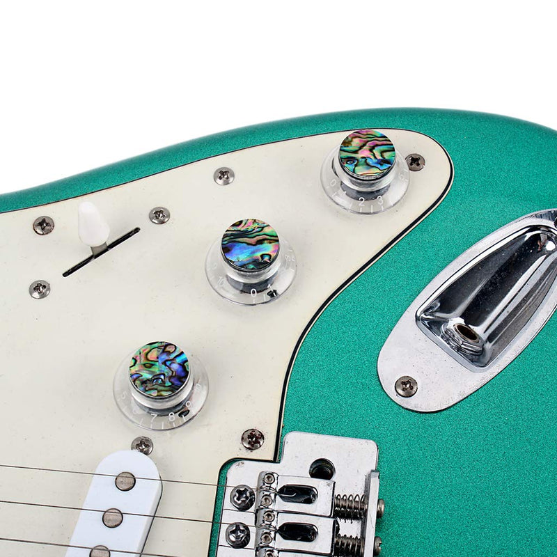 Alnicov Guitar Contral Knobs,Silver Electric Guitar Speed Knobs With Abalone Shell Tone Volume Control Knobs 3 Pack